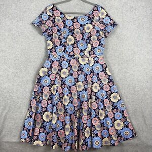 Eva Rose Fit & Flare Floral Retro Dress Womens XL Multicolor Daisy Print 50s